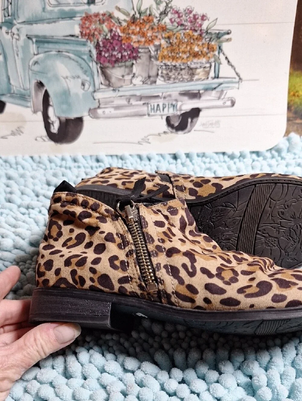 Dr. Scholl's Leopard Print Ankle Booties in Tan and Dark Brown